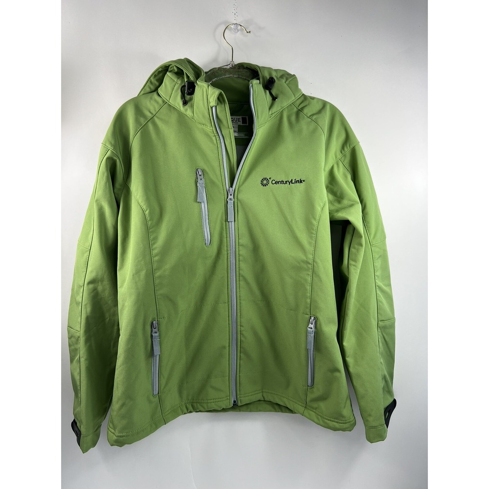Centurylink Hooded Jacket‎ Women's Sz L Green Full Zip Removable Drawstring Hood